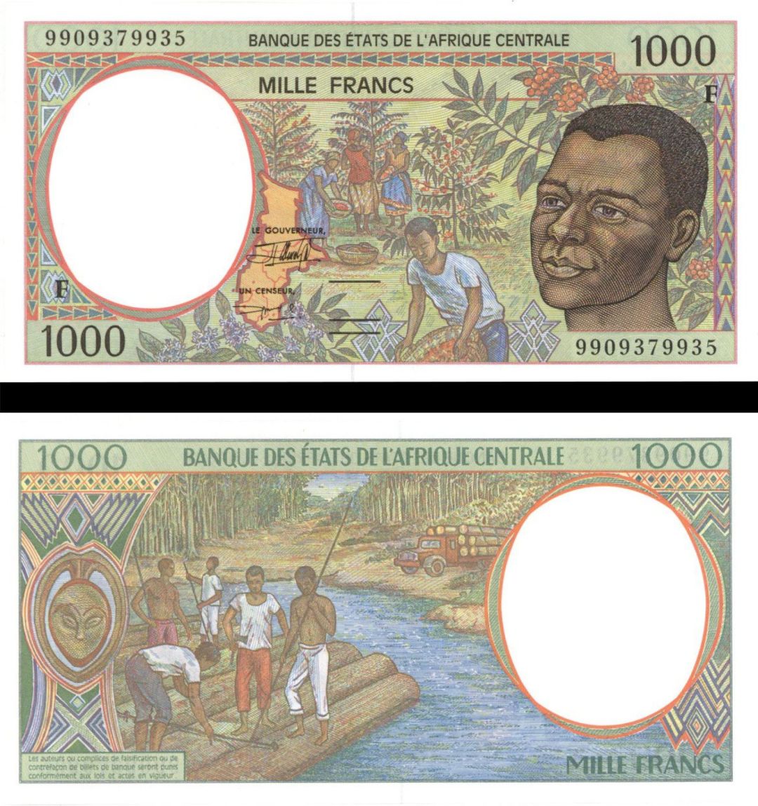 Central African States - 1000 Francs - P-302Ff - (19)99 dated Foreign Paper Money