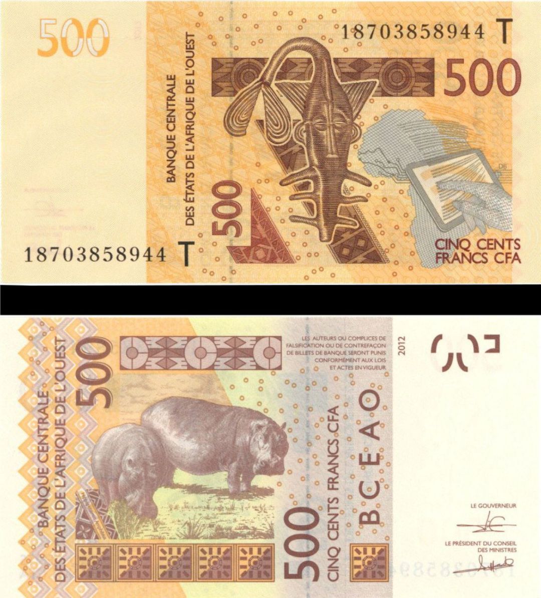 West African States - 500 Francs - P-819Th - 2012 dated Foreign Paper Money