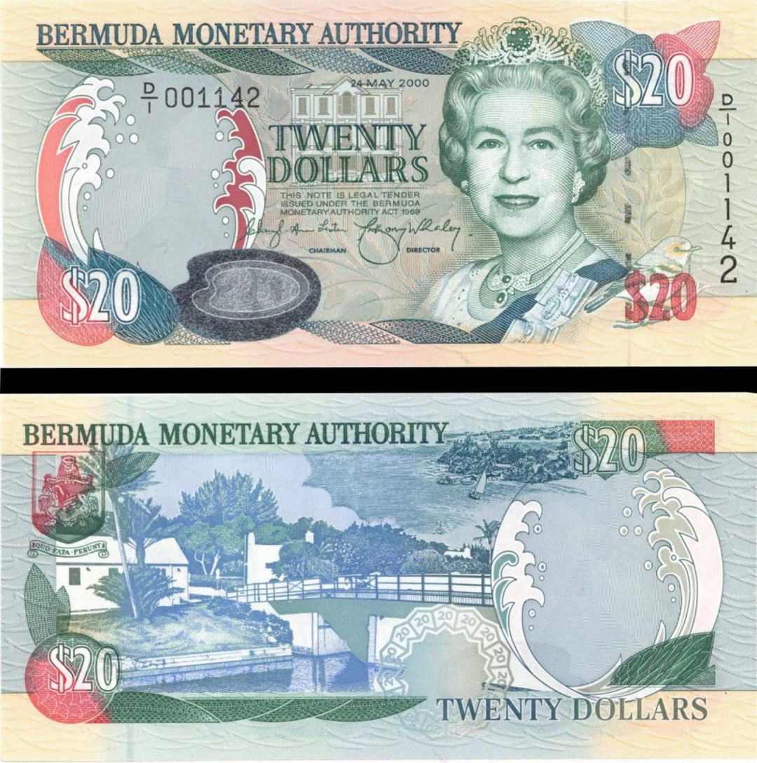 Bermuda - 20 Bermudian Dollars - P-53 - 2000 dated Foreign Paper Money