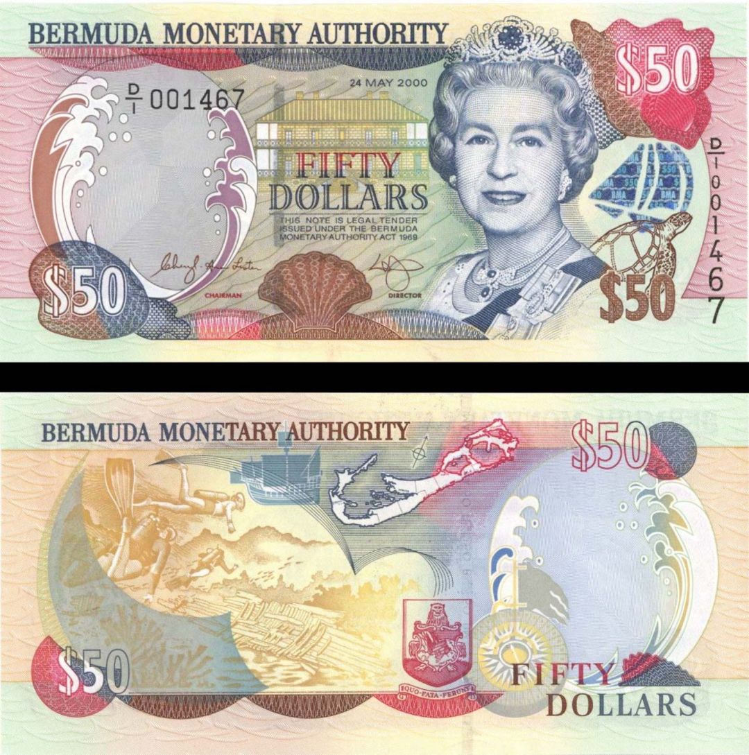 Bermuda - 50 Bermudian Dollars - P-54a - 2000 dated Foreign Paper Money