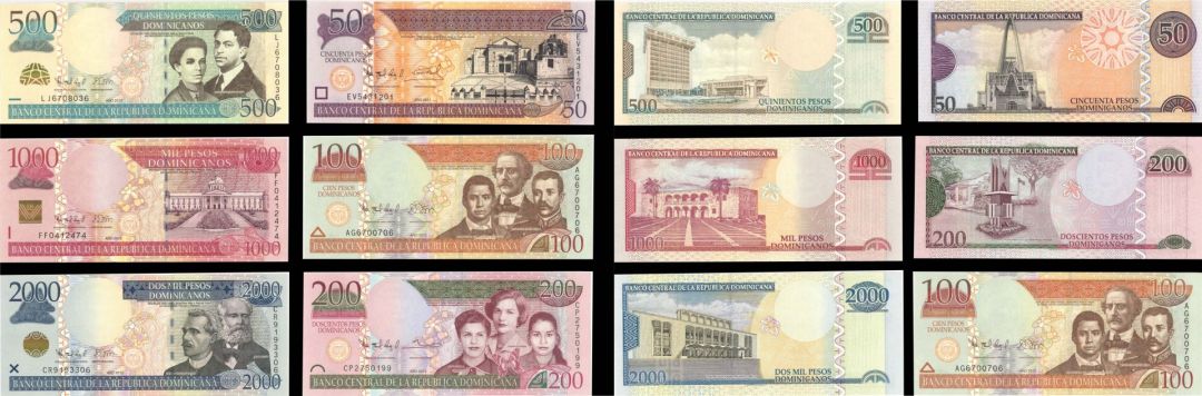 Dominican Republic - Set of 6 Notes - 50 to 2,000 Pesos Dominicanos - P-183 thru 188 -  2011-2013 dated Foreign Paper Money