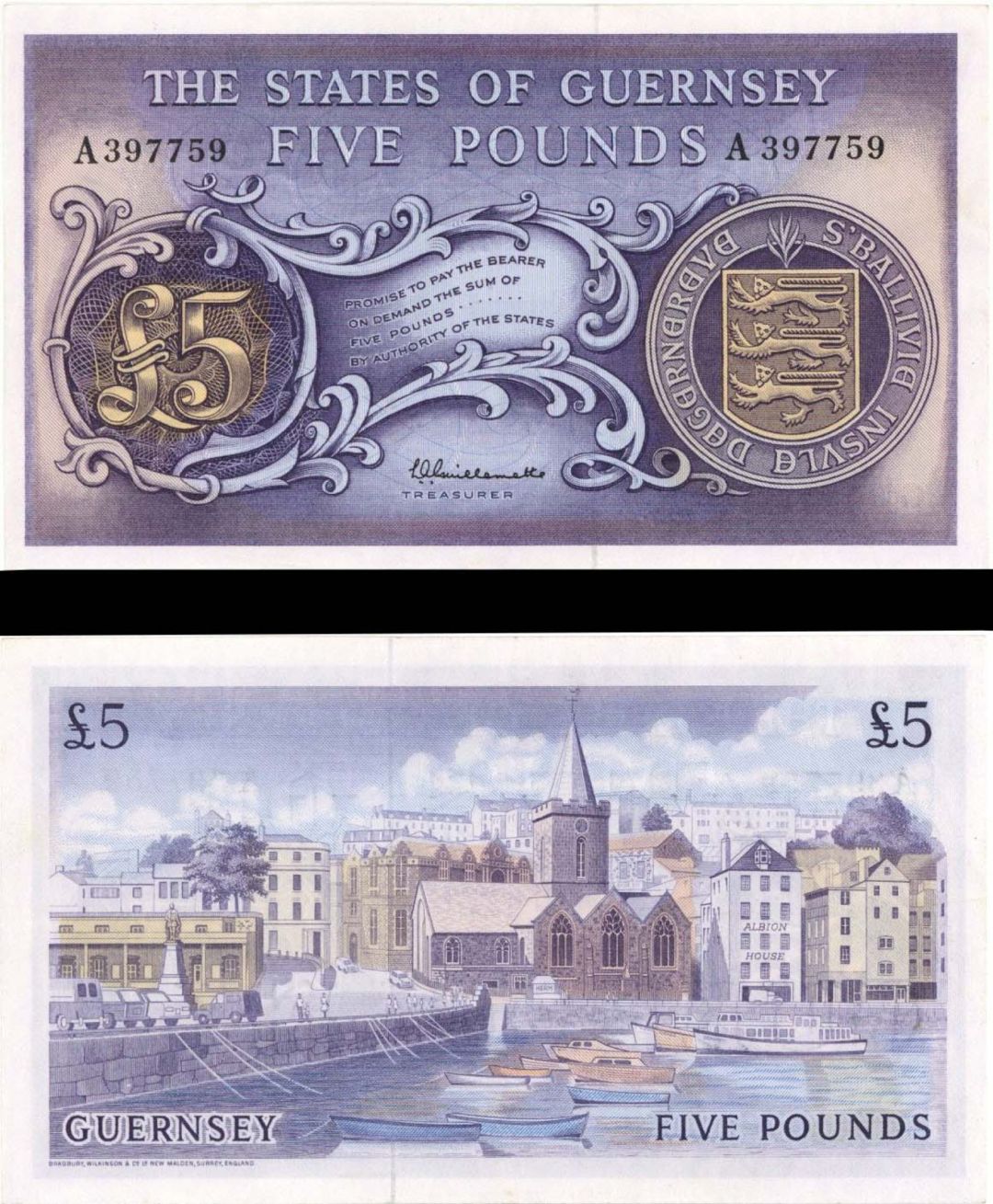 Guernsey - 5 Pounds - P-46a - ND(1969-75) dated Foreign Paper Money
