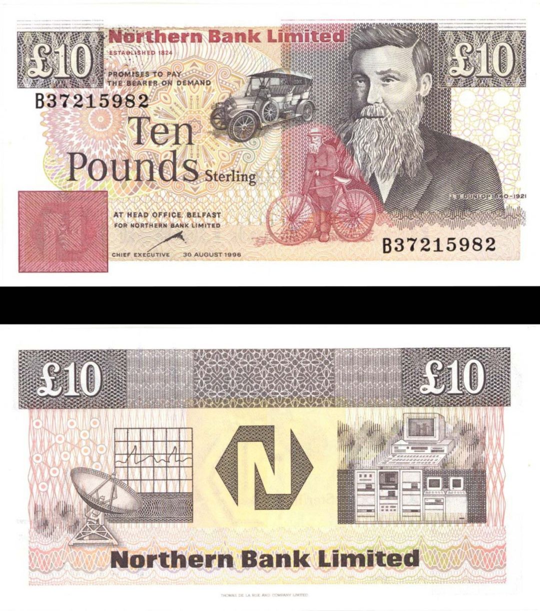 Northern Ireland - 10 Pounds - P-194 - 1996 dated Foreign Paper Money
