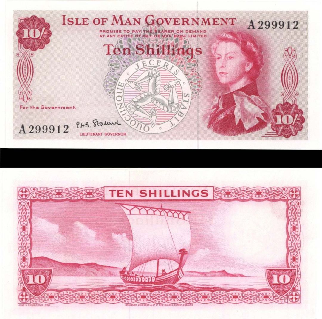 Isle of Man - 10 Shillings - P-24b - 1961 dated Foreign Paper Money