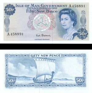 Isle of Man - 50 New Pence - P-28b - 1972 dated Foreign Paper Money