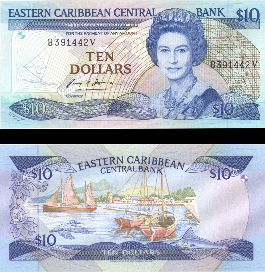 East Caribbean States - $10 Eastern Caribbean Dollars - P-23C - (1985-93) dated Foreign Paper Money