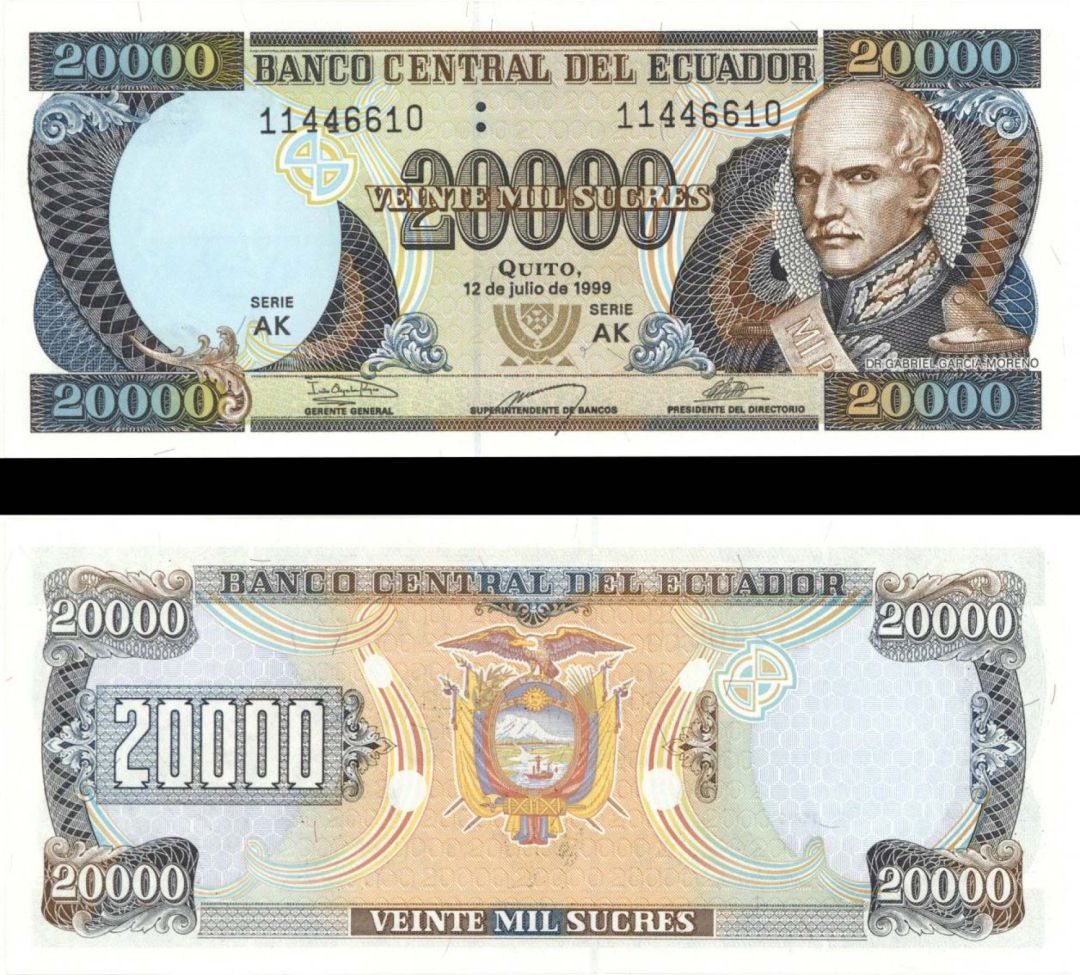 Ecuador - 20,000 Sucres - P-129c - 1999 dated Foreign Paper Money