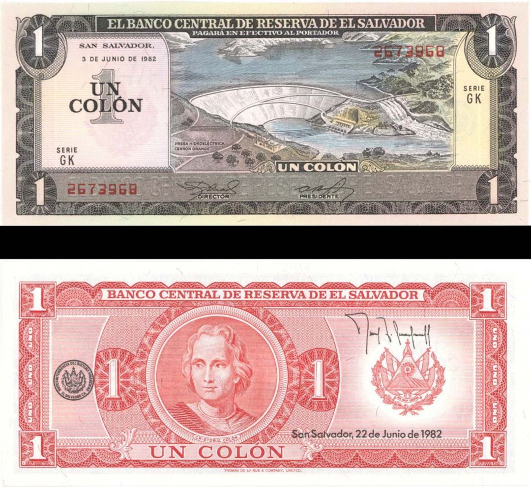 El Salvador - 1 Salvadoran Colón - P-133A - 1982 dated Foreign Paper Money