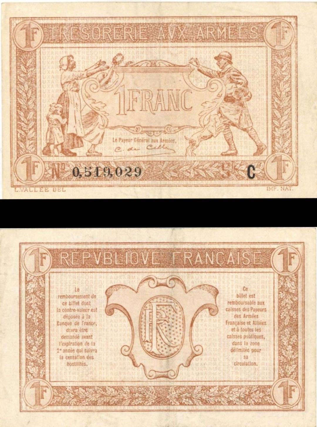 France - 1 Franc - P-M2 - ND(1917) dated Foreign Paper Money