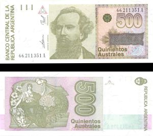 Argentina - 500 Australes - P-328b - 1988-90 dated Foreign Paper Money