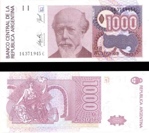 Argentina - 1,000 Australes - P-329d - 1988-1990 dated Foreign Paper Money