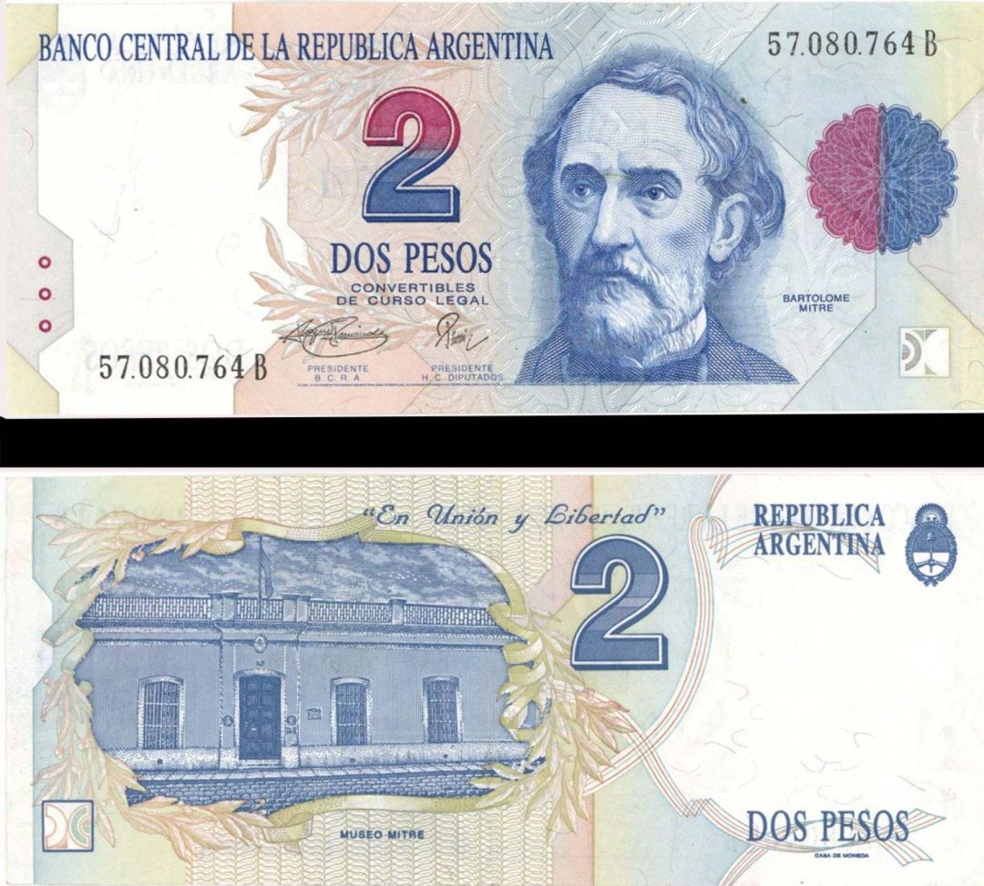 Argentina - 2 Pesos - P-340b - 1992-97 dated Foreign Paper Money