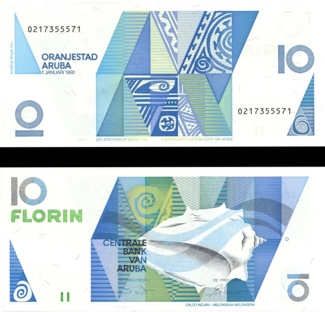 Aruba - 10 Florins - P-7 - 1990 dated Foreign Paper Money