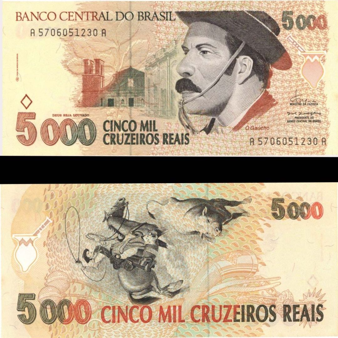 Brazil - 5,000 Cruzeiros - P-241 - 1993 dated Foreign Paper Money