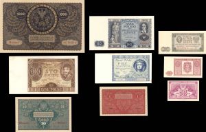 Poland - Set of 9 Notes - P-23, 25, 29, 72, 75a, 77, 104a, 123 and 134 - 1930's-1940's dated Foreign Paper Money