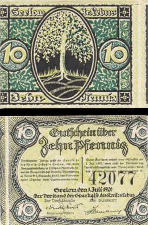 German  Notgeld - 10 Pfennig -  Foreign Paper Money Error