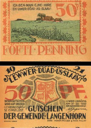 German  Notgeld - 50 Pfennig -  Foreign Paper Money Error