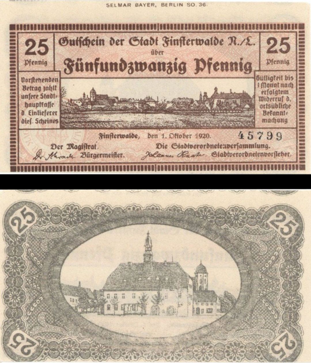 German  Notgeld - 25 Pfennig -  Foreign Paper Money Error