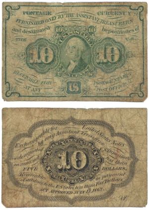 Fractional Currency - FR-1242 - 1862 dated United States 10 Cent Paper Money