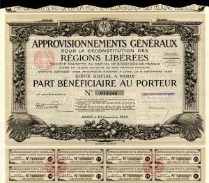 Approvisionnements Generaux - Stock Certificate