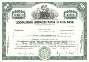 Canadian Export Gas and Oil Ltd  - Petroleum Company Stock Certificate