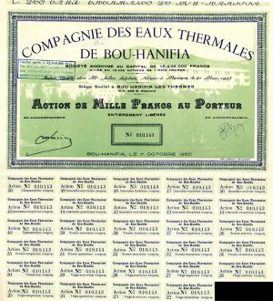 Compagnie Des Eaux Thermales de Bou-Hanifia - Stock Certificate