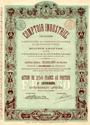 Comptoir Industriel - Stock Certificate