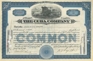 Cuba Co. - Railroad, Sugar and other Subsidiaries - 1900's-30's dated Stock Certificate
