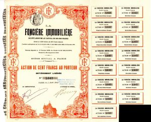 La Fonciere Immobiliere - Stock Certificate