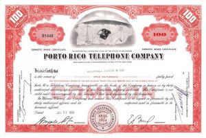 Porto Rico Telephone Co. - Utility Stock Certificate