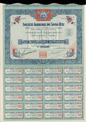 Societe Agricole Du Song-Ray - Stock Certificate