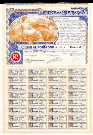 Minas de Carmenes - Stock Certificate