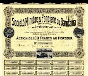 Societe Miniere and Fonciere du Bandama - Stock Certificate