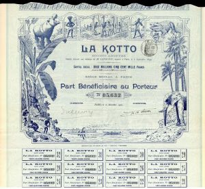 La Kotto Societe Anonyme - Stock Certificate