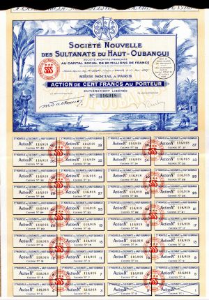 Societe Nouvelle Des Sultanats Du Haut-Oubangui - Stock Certificate