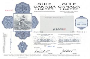 Gulf Canada Ltd - 1979-85 dated Canadian Oil Stock Certificate