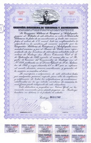 Compania Salitrera De Tarapaga Y Antofagasta - $200 Bond