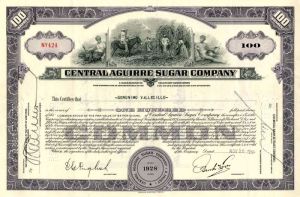 Central Aguirre Sugar Company - Stock Certificate