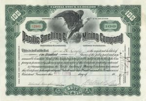 Pacific Smelting and Mining Co. - Stock Certificate