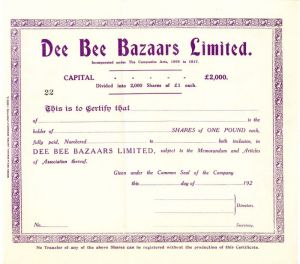 Dee Bee Bazaars Limited