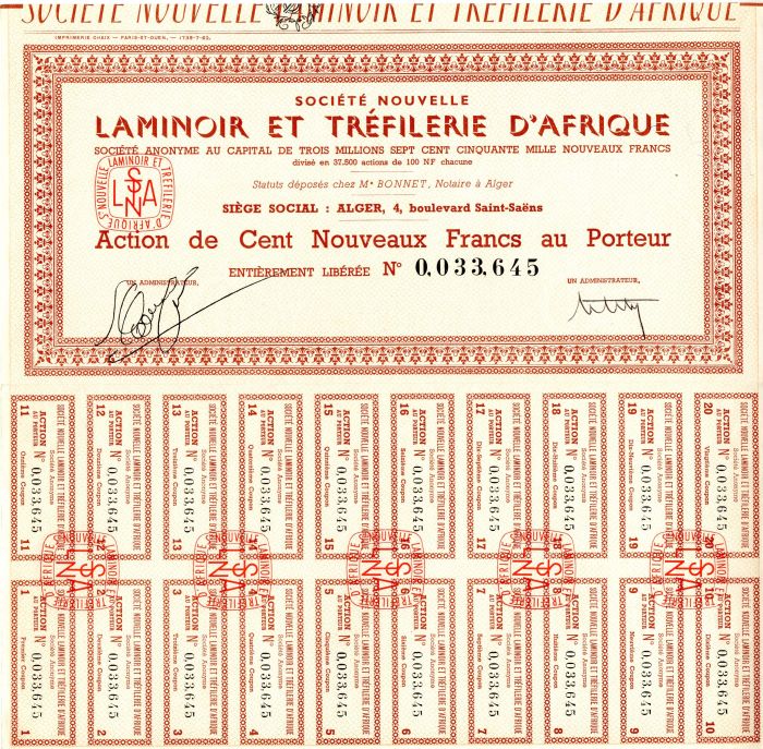 Societe Nouvelle Laminoir Et Trefilerie D'Afrique