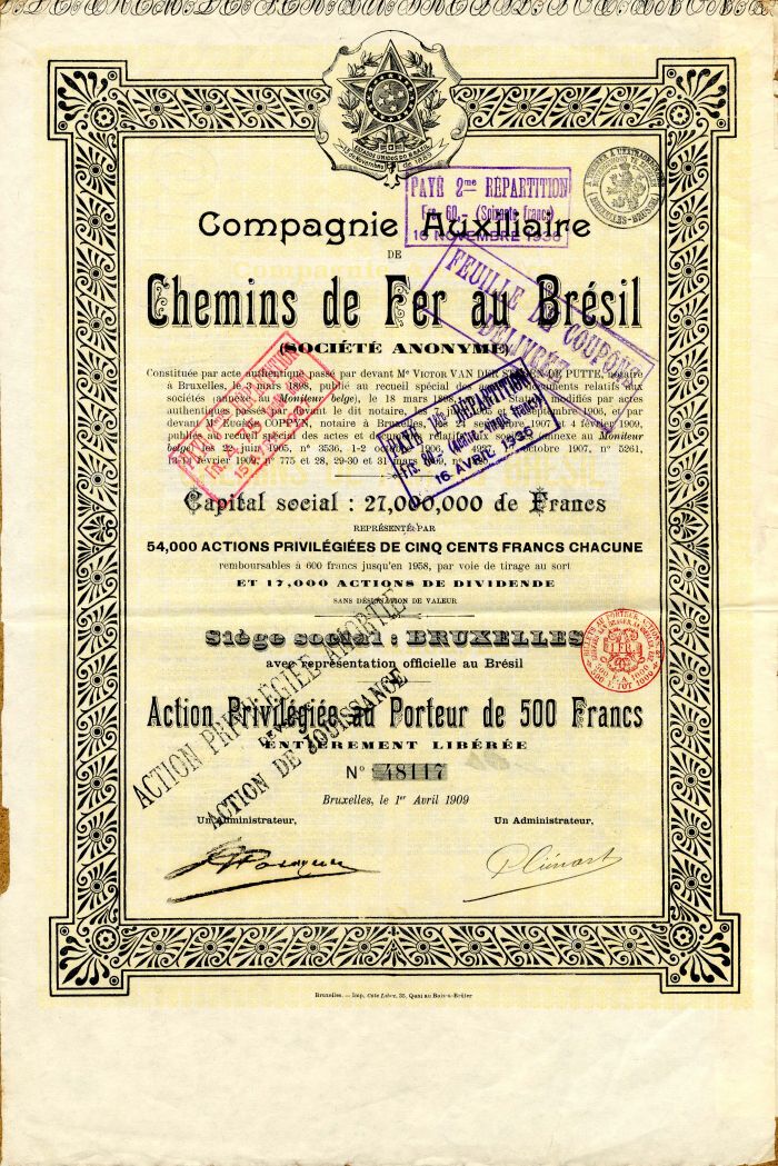 Compagnie Auxiliaire De Chemins de Fer au Bresil