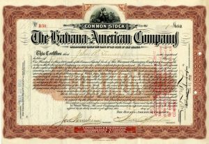 Havana-American Co. - 1900 dated Cuba Stock Certificate
