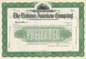 Havana-American Co. - 1900 circa dated Unissued Cuba Stock Certificate