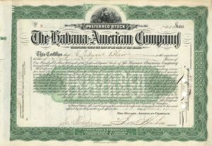 Havana-American Co. - 1900 dated Cuba Stock Certificate