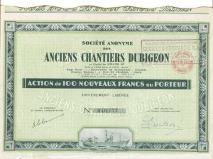 Societe Anonyme Des Anciens Chantiers Dubigeon - Stock Certificate