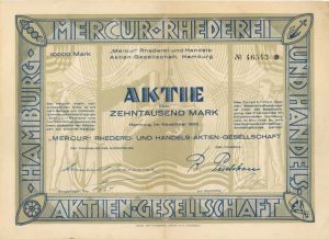 Mercur-Rhederei - German Stock Certificate