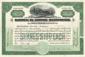 Montreal Oil Co., Incorporated - Stock Certificate