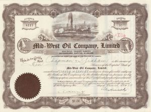 Mid=West Oil Company, Limited - Stock Certificate