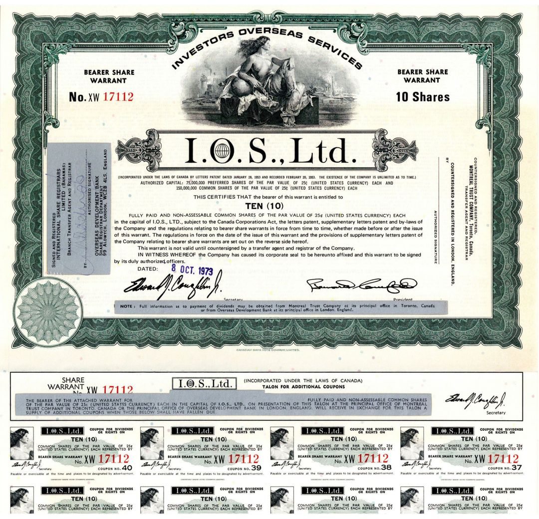 I.O.S., Ltd. - Stock Certificate